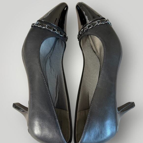 Marbella Faux Leather Patent Heel Pump Pointed Toe Slip On Shoes Size 9.5 Black - Picture 7 of 13